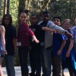 School Overnight Program students participate in one of the Teams Course challenges at IslandWood.