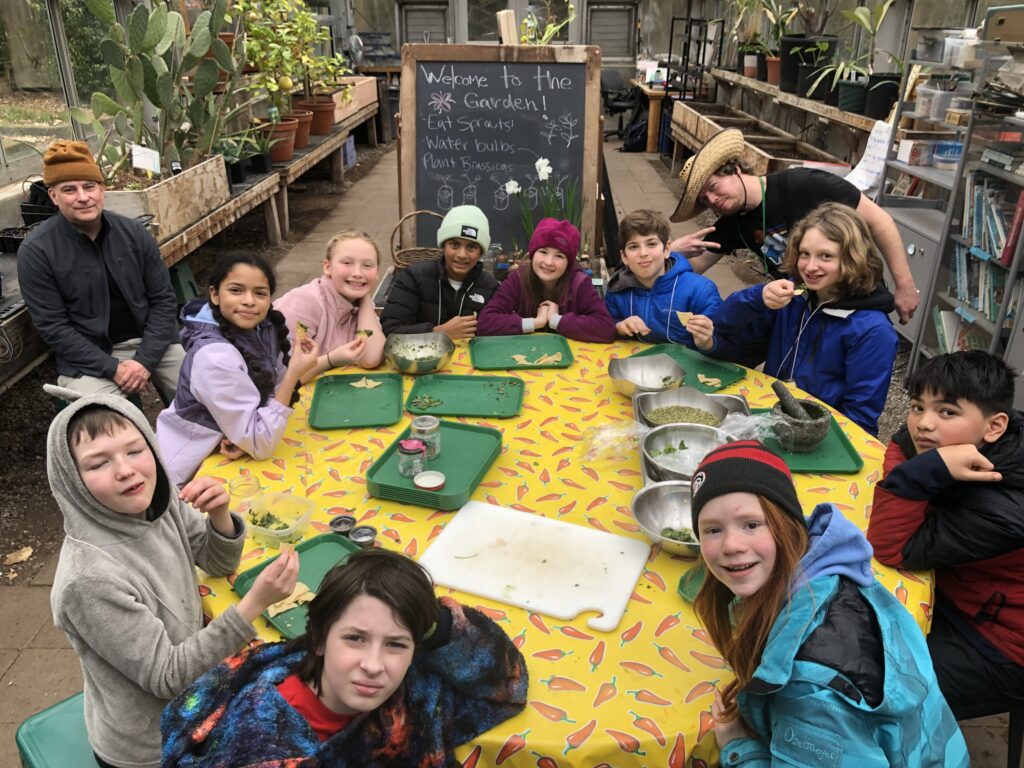 We’ve started to plant seeds with School Overnight Program students in the greenhouse!